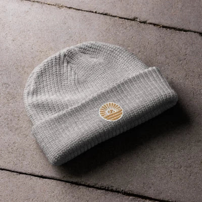 Grey Fisherman Beanie x Orange Logo