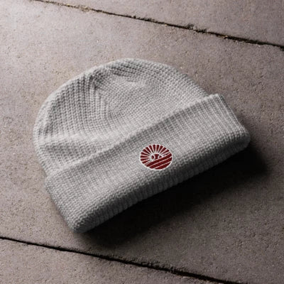 Grey Fisherman Beanie x Maroon Logo