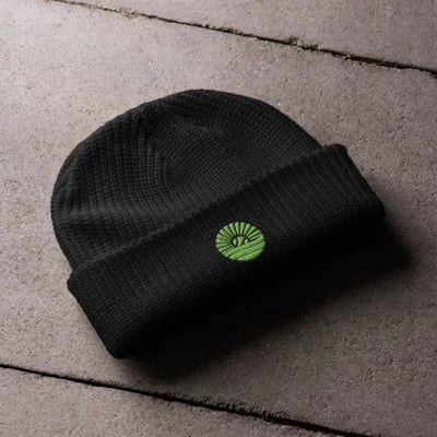 Black Fisherman Beanie x Green Logo