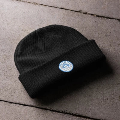 Black Fisherman Beanie x Blue Logo