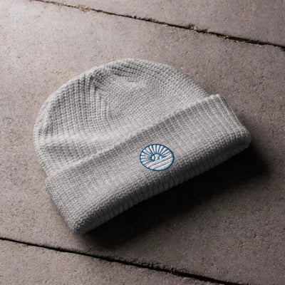 Grey Fisherman Beanie x Blue Logo